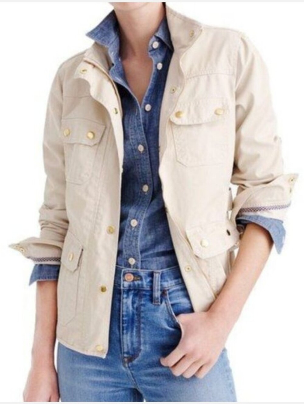 J.CREW The Downtown Field Jacket Dark Ivory Size M
